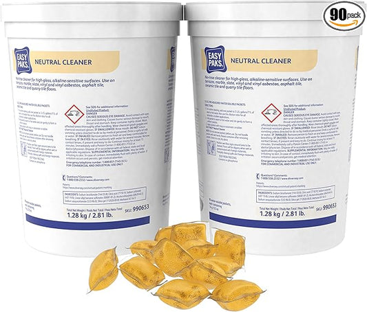 Diversey 990653 Easy Paks Neutral Cleaner, Cleans High Traffic Glossy Floors, Pine Scent, 90-Paks per Container (Pack of 2)