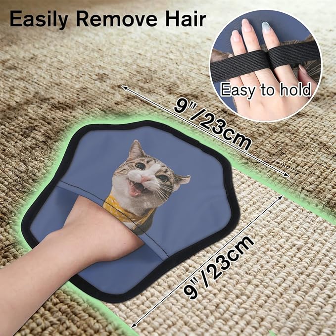 XIOBODR Personalized Pet Hair Remover Glove for Dogs & Cats - Custom Photo & Name Magic Brush for Dog Cat Hair Removal, Reusable Electrostatic Pet Hair Gloves for Furniture Carpet Couch, Photo Blue