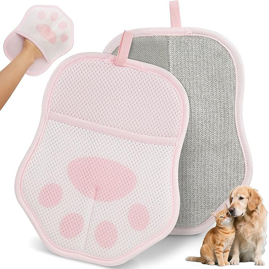 HASSLICKIT Paw-Shaped Pet Hair Removal Glove – Electrostatic Cat & Dog Hair Remover for Furniture, Clothes, Carpet & Car Seats – Cute Reusable Multi-Surface Lint & Fur Removal Tool (Pink)