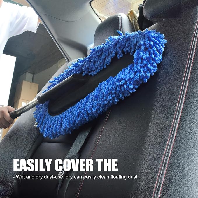 Ultimate Car Duster - The Best Microfiber Multipurpose Duster - Pollen Removing - Exterior or Interior Use - Lint Free - Long Unbreakable Extendable Handle