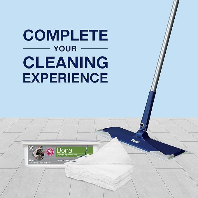Bona Multi-Surface Floor Disposable Wet Cleaning Pads - 72-Pack - Residue-Free Floor Cleaning Solution for Stone, Tile, Laminate, and Vinyl Floors