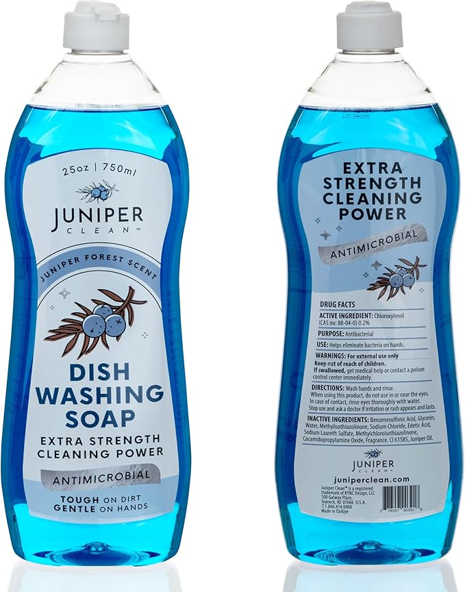 Dish Soap, Juniper Scent, Liquid Dish Washing Soap Squeeze Bottle 25 Fl Oz (Pack of 6)