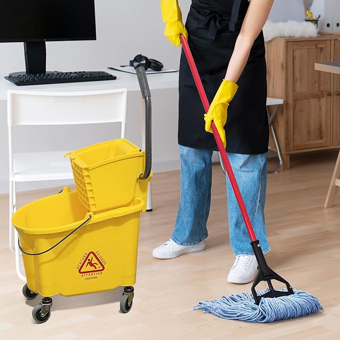 Matthew Cleaning Heavy Duty Mop Head Commercial Replacement for General and Floor Cleaning, Wet Industrial Blue Cotton Looped End String Head Refill (Pack of 12) Blue