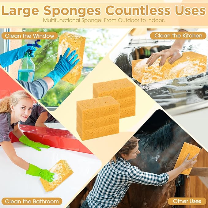 Mimorou 10 Pcs Large Sponge Bulk 7.9 x 3.9 x 2.4 Inch Grouting Car Washing Sponge for Thick Cleaning and Dish Washing