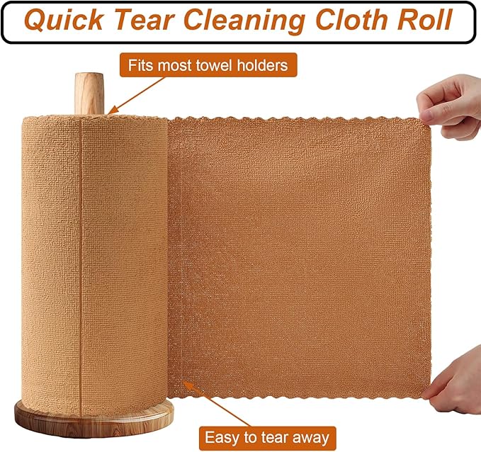 Tigona 80 Pack Microfiber Cleaning Cloth Roll,Lint Free Rags & Tear Away Reusable Towels Washable Scratch,Ultra Absorbent Dish Rags(12" x 12") for Car Kitchen Home Garage-Dark Coffee
