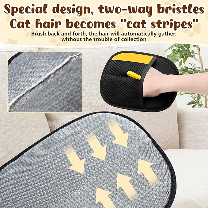 JJpopo Magic Brush Pet Hair, Pet Hair Remover Gloves for Cats & Dogs, Newly Upgraded Reusable Electrostatic Pet Hair Remover Glove, for Couch Furniture, Carpet, Curtain