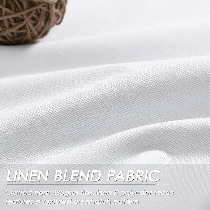 Nanspring White 100% Blackout Kitchen Curtains, Back Tab Rod Pocket Thermal Insulated Textured Short Blackout Curtains 2 Panels Set 52x54 Pure White
