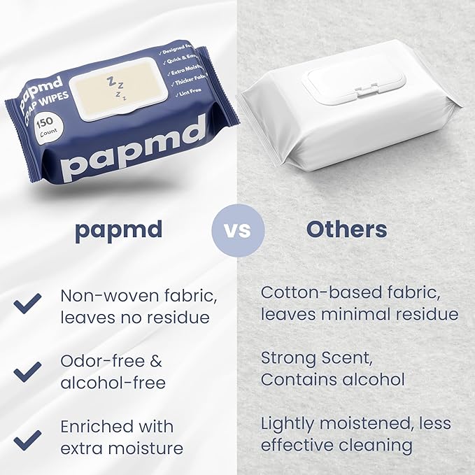 Unscented CPAP Wipes, 2x 150-Pack Travel Wipes, Thick Lint-Free Fabric for Mask, Tube & CPAP Machines, Enhanced Moisture & Easy Pull Design