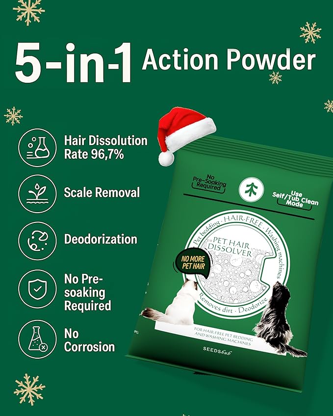 Pet Hair Dissolver for Washing Machine - Dog & Cat Hair Remover, 96.7% Hair Dissolution, Stain/Hair Remover for Laundry, Up to 6 Months of Use, HE/Top/Front-Load Compatible, Septic Safe