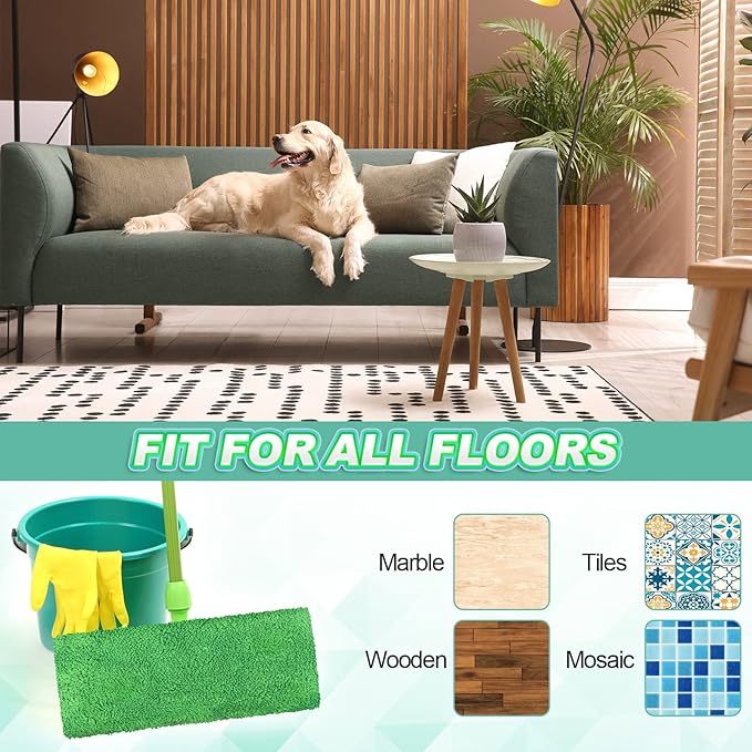 Nuogo 48 Pack Reusable Wet Mop Pads Refills Compatible with Swiffer Sweeper Mops Household Cleaning Tools Washable Mop Pads for Wet & Dry Use