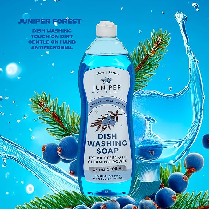 Dish Soap, Juniper Scent, Liquid Dish Washing Soap Squeeze Bottle 25 Fl Oz (Pack of 1)