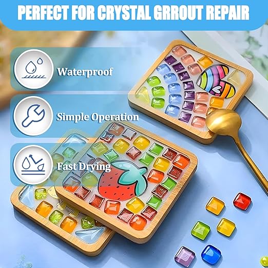 OOTDART Mosaic Crystal Grout, Mosaics Tile Tools, Mosaic Tile Accessories – Essential for Handmade Grouting and Perfect for DIY Craft Projects (White, 17.5oz)