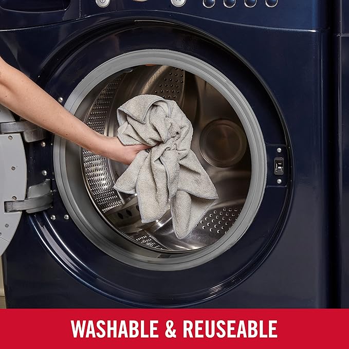 Rubbermaid All Purpose Microfiber Cleaning Cloth Towels, 50 Pack, 12"x12", Non-Scratch, Reusable/Washable for Cleaning/Wiping/Polishing for Home/Kitchen/Car