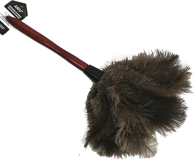 3-Pack Ostrich Feather Dusters, 14.5-inch with Wooden Handle for Gentle Cleaning (36 cm)
