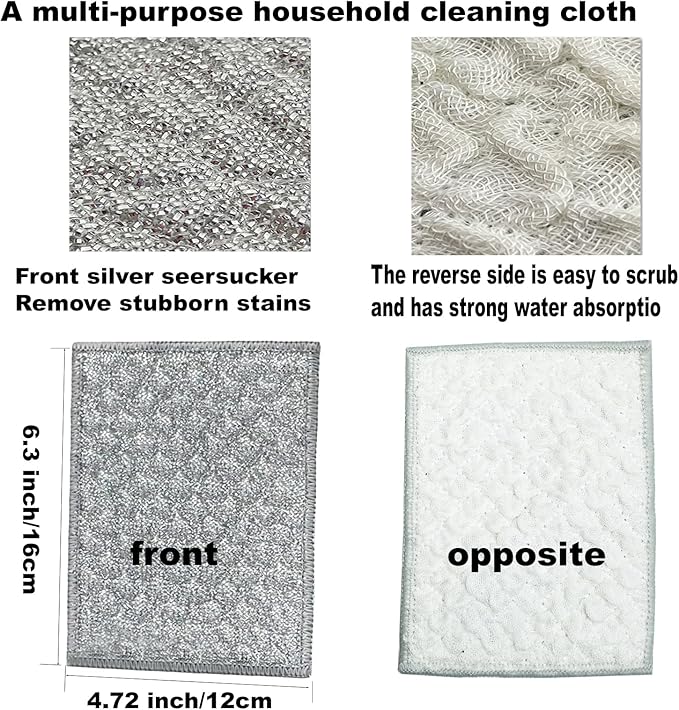 New thickened double-sided metal wire dishwashing cloth, suitable for both dry and wet use, scratch free dishwashing cloth, suitable for kitchen cleaning, cookware, tableware, sink (5 pieces)