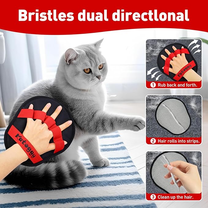 Katoggy Pet Hair Removal Glove for Dog and Cat, Reusable Pet Hair Remover, Ergonomic Five-Finger Design, Effective Hair Removal for Laundry, Furniture, Car Seat and Household Surfaces