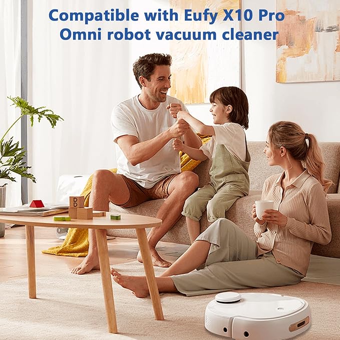 24 Pack X10 Pro Omni Replacement Parts for Eufy X10 Pro Omni Robot Vacuum Cleaner Accessories, 2 Main Brushes 4 Hepa Filter 4 Mop Pads 6 Dust Bags 6 Side Brushes 1 Screwdriver 1 Cleaning Brush