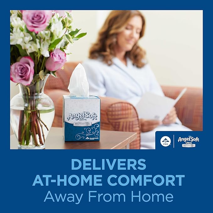 Georgia-Pacific Angel Soft Ultra Professional Series Premium 2-Ply Facial Tissue (4636014), 96 Sheets Per Box, 10 Tissue Cube Boxes Per Case