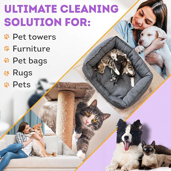 PUREVACY Pet Hair Remover for Furniture. Cat and Dog Fur Remover Tool. Reusable Lint Cleaner with Copper Teeth-Cutters and Wooden Handle. Metal Pet Hair Removal Tool for Carpet. Portable Couch Cleaner