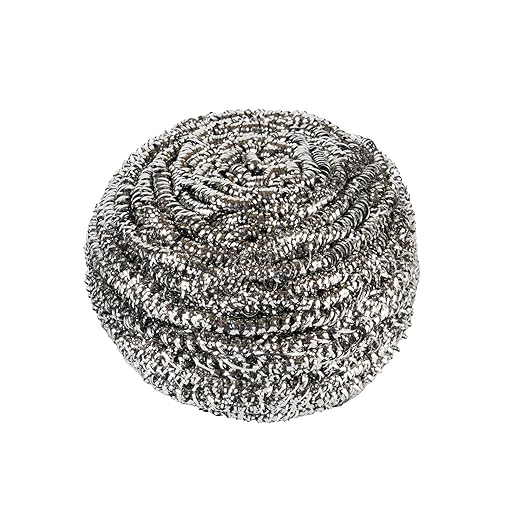 Restaurantware Stainless Steel Scrubber 100-Pack 3.15 x 3.15 x 1.969 Inches Rust-Resistant Metal Scouring Pad Durable Silver Scrub Pad for Pots and Pans Grill Cleaning Scrubber Commercial Kitchen Use