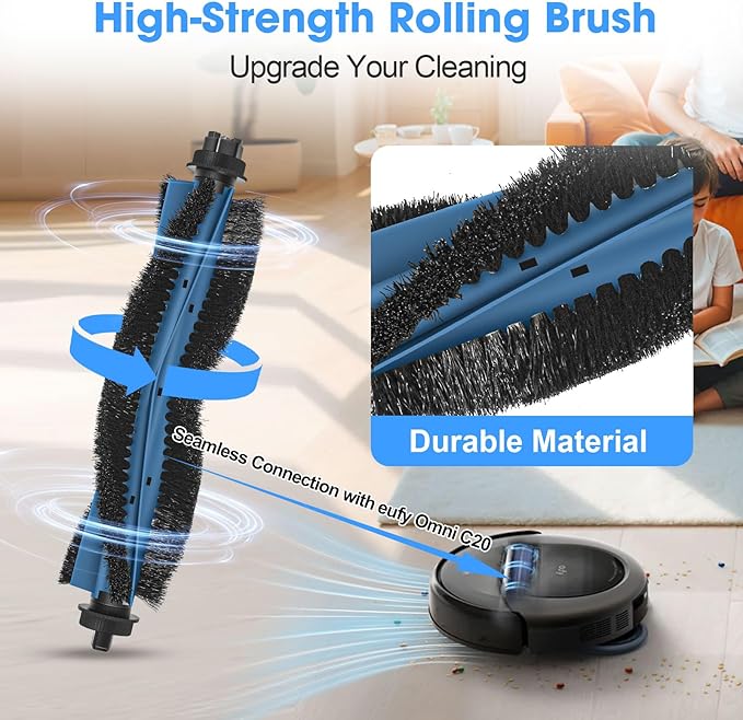 DrRobor 19-Pack Replacement Accessories Kit for eufy Omni C20 Vacuum Cleaner Includes Main Brush, HEPA Filters, Dust Bags, Side Brushes High-Performance Compatible with eufy Robot Vacuum