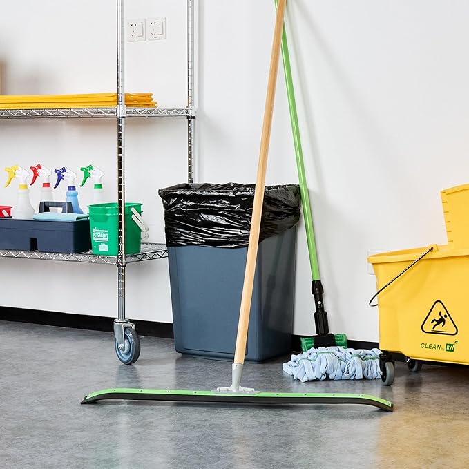 Restaurantware-SQUEEGEE ONLY: Clean Tek Professional 35.83 Inch Curved Floor Squeegee, 1 Broom With Rubber Blade - Handle Sold Separately, Heavy-Duty, Green Steel Wiper For Floor