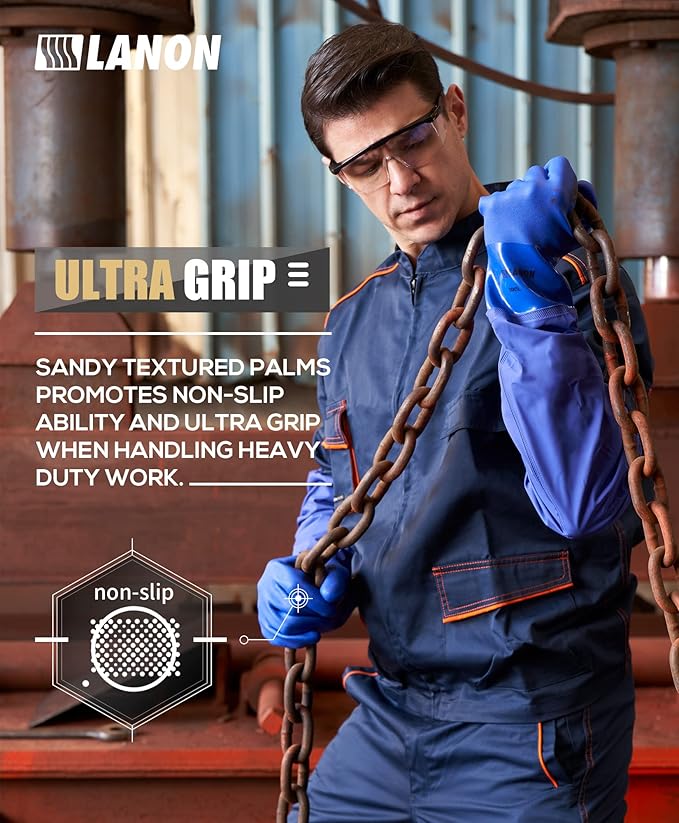 LANON 2 Pairs 26" Elbow Length PVC Chemical Resistant Gloves, Heavy-Duty Long Rubber Gloves, Acid, Alkali & Oil Protection, XL