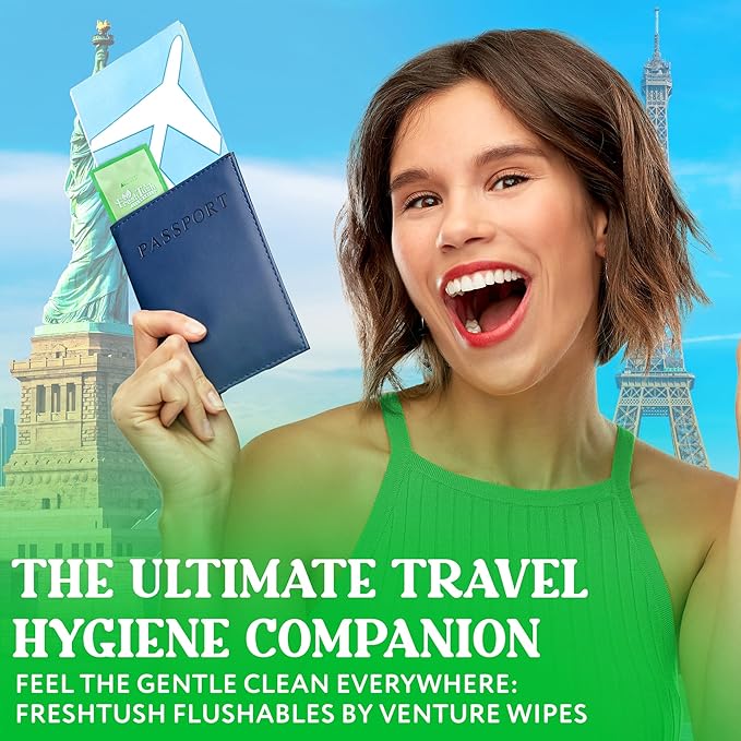 Venture Wipes FreshTush Flushables Scented - Premium Quality Personal Cleansing Wipes - Gentle on Sensitive Skin - Hygienic & Portable - Ideal for On-The-Go and Daily Use - 30 Count