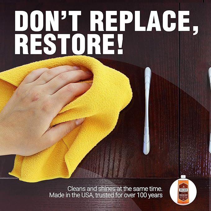 Milsek Furniture Polish, Orange Oil Furniture Cleaner and Polish Cloth, 12 fl oz