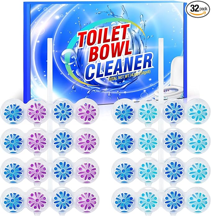 STRN Toilet Bowl Cleaners Rim Hanger, Toilet Bowl Cleaning Balls, Ocean & Lavender Scents, Toilet Bowl Freshener, 8 Packs(32 balls)