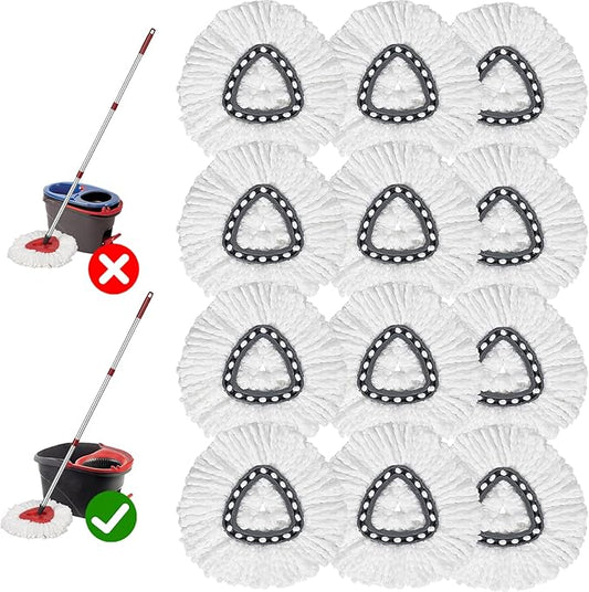 GRAREND 12-Pack Spin Mop Replacement Heads Compatible with Ocedar Mop Heads Replacements, Microfiber Spin Mop Refills Heads for Easy Wring, Mop Head Replacement for Easy House Cleaning Floor Mopping