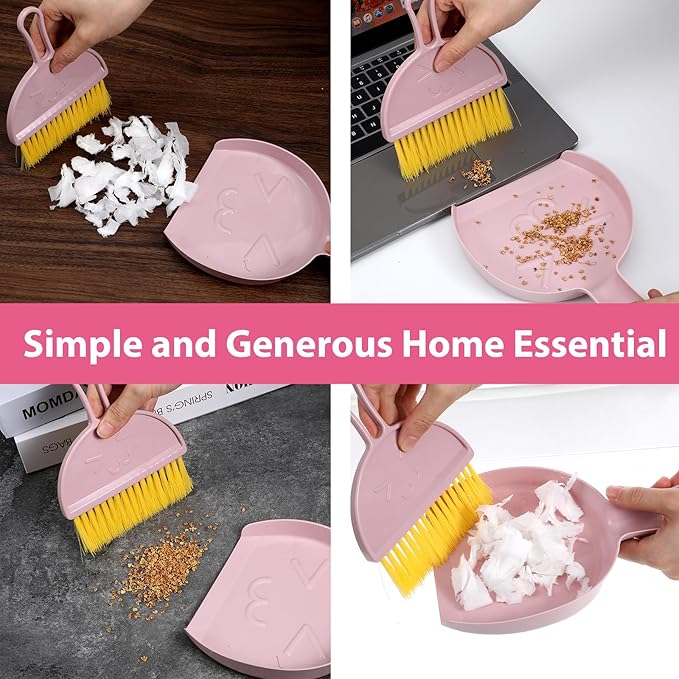Ouligay Small Dustpan and Brush Set Mini Handheld Broom and Dustpan Set Portable for Home, Sofas, Kitchen countertops, Storage Shelves, Office desks, bathrooms, and pet Areas