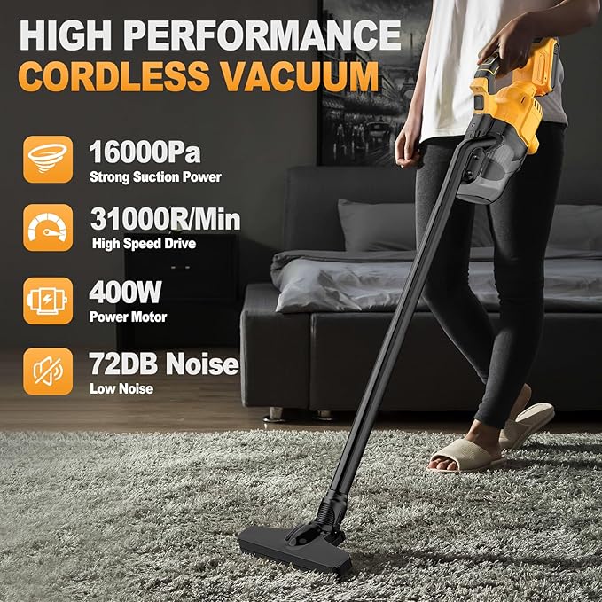 CAMXTOOL Cordless Vacuum for Dewalt 20V Battery, Portable Handheld Vacuum Cleaner with 2 HEPA Filter, 4 Multi Nozzle, Power Shop Vacuum for Home, Car, Floor, Carpet (Battery Not Included)