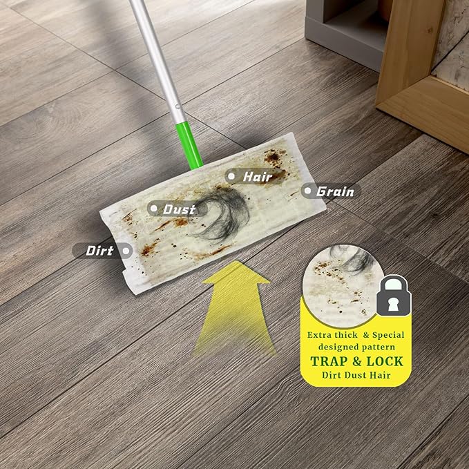 UKEENOR Dry Mop Refills 50 Counts Disposable Dusting Cloths Dry Sweeping Refills Dry Duster Cloths Mop Pads Floor Cloth Refills Electrostatic Cloths 7.8"x11.8" Extra Thick Box Packing