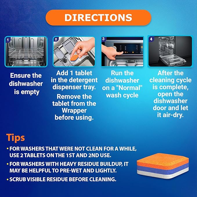 Washing Machine Cleaner Tablets Top Load 28 Pack & Dishwasher Cleaner Deodorizer Descaler Tablets 56 Pack Bundle - 1 Plus Year Supply - Septic Safe Eco Friendly Formula