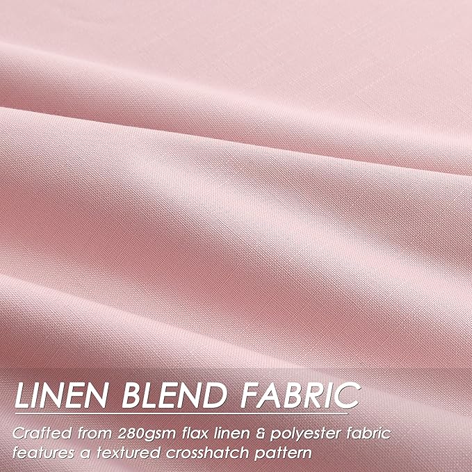 Blackout Pink Linen Curtains 96 Inches Long Back Tab Heat Reflective Full Light Block Out Curtain 2 Panels for Bedroom Window Textured Long Draperies with Liner Floor to Ceiling Length 52x96
