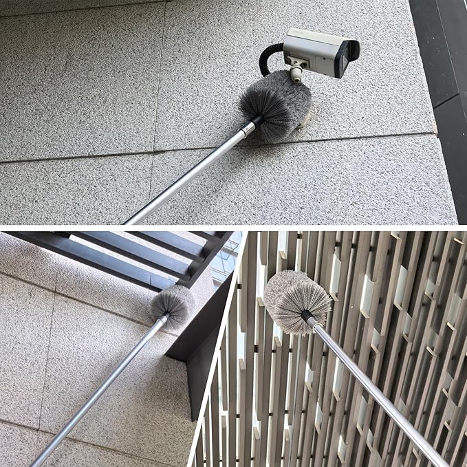 2 Pack Twist-On Cobweb Duster Head, Fits Standard 3/4 inch Threaded Poles, Attachment Spider Web Duster for Outdoor & Indoor Cleaning (Grey)
