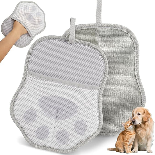 HASSLICKIT Paw-Shaped Pet Hair Removal Glove – Electrostatic Cat & Dog Hair Remover for Furniture, Clothes, Carpet & Car Seats – Cute Reusable Multi-Surface Lint & Fur Removal Tool (Grey)