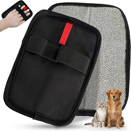 Choodeks Pet Hair Removal Gloves, Black Electrostatic Grooming Tool for Dogs, Cats, Furniture, Car Seats, Clothing, Carpet, Reusable 2-in-1 Design, 2 Pack