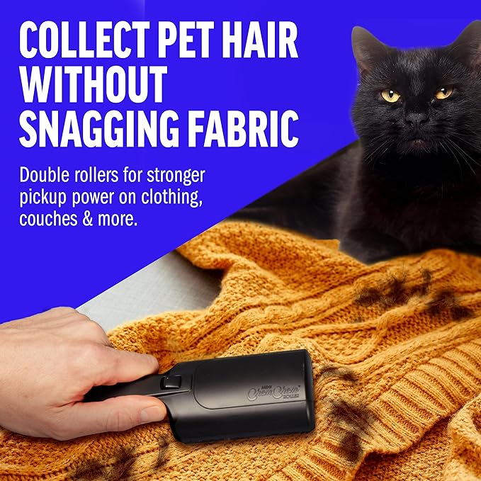 ChomChom Roller for Pet Hair - Reusable Lint Roller Pet Hair Removal Tool for Clothes, Couches, Cars and Travel - Cat Dog Hair Remover, Compact, No Sticky Refills Needed (Mini Roller)