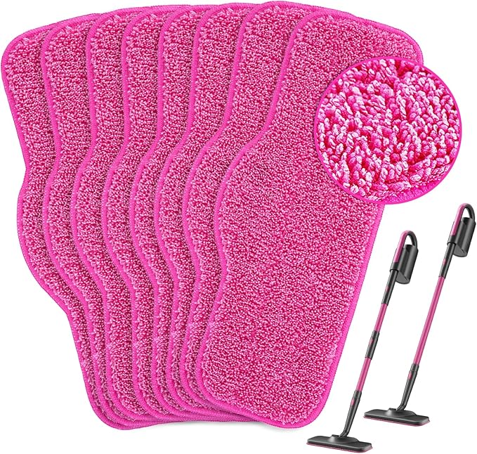 KEEPOW 8 Pack Reusable Microfiber Mop Pads Compatible with Schenley Steam Mop 7 in 1 Cleaner, Washable Replacement Mop Pads Accessories Steam Mops SLFCSM064 & SLFCSM063 for Multi Floor Cleaning