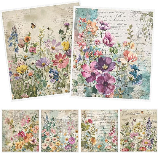 Floral Swedish Dishcloths for Kitchen, 6PCS Vintage Flower Swedish Dish Cloths Gift Set, Reusable Absorbent Cellulose Sponge Dish Towel for Home Cleaning(7.8 X 7 Inches)