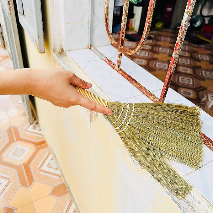 TTS For Home Set of 2 Brooms for Kid 12.6 inch- Vietnamese Natural Straw Soft Broom - Small Broom