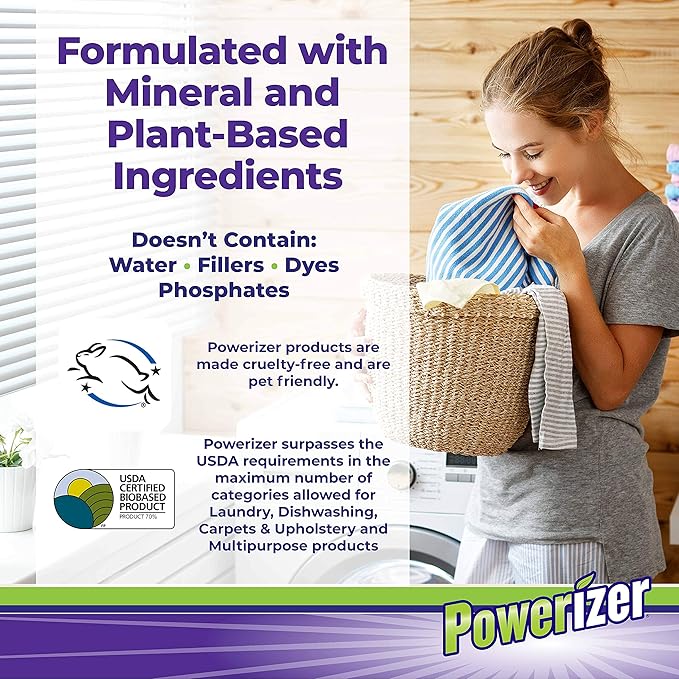 Powerizer Complete Laundry Powder Detergent & Multipurpose Cleaner | 3 lb Detergent | 136 Scoops | Plant-Based Concentrated Laundry Soap & Dishwasher Detergent Powder