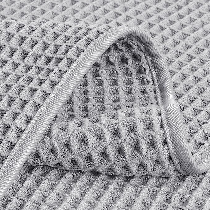 POLYTE Microfiber Lint Free Hand Towel, 16 x 30 in, 4 Pack (Waffle Weave)
