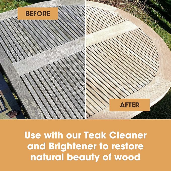 Furniture Clinic Teak Scrub | Refinish Outdoor Wood Furniture, Boats, & Shower Benches | Cleaning & Brightening | 100% Stainless Steel | Remove Dirt, Stains from Weathered Wood