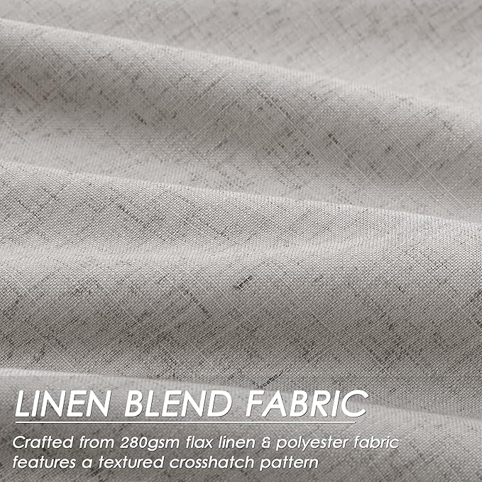 Silver Linen Curtains for Bedroom Black Out 96 Inch Long Full Blackout Back Tab Rod Pocket Curtains for Living Room Neutral Rustic Style Insulated Light Blocking Drapes 96 Inches Long 2 Panels 8 Ft