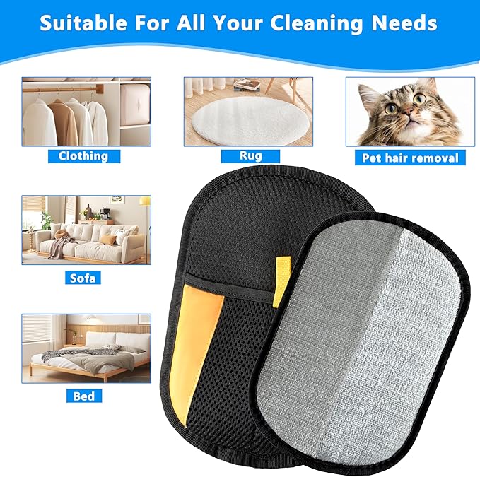 Maiiu Electrostatic Pet Hair Removal Gloves, Reusable Pet Hair Remover Gloves for Cats & Dogs, Washable Cat Hair Removal Gloves, Upgraded Dog Hair Removal Tool, Cat & Dog Grooming Glove. (Black)