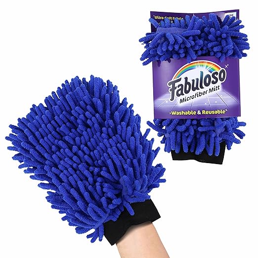 Fabuloso Microfiber Cleaning Mitt, Blue, One Size Fits All - Lint-Free, Scratch-Free Glove for Surfaces and Furniture - Dustless Hand Cloth for Bold & Bright Experience