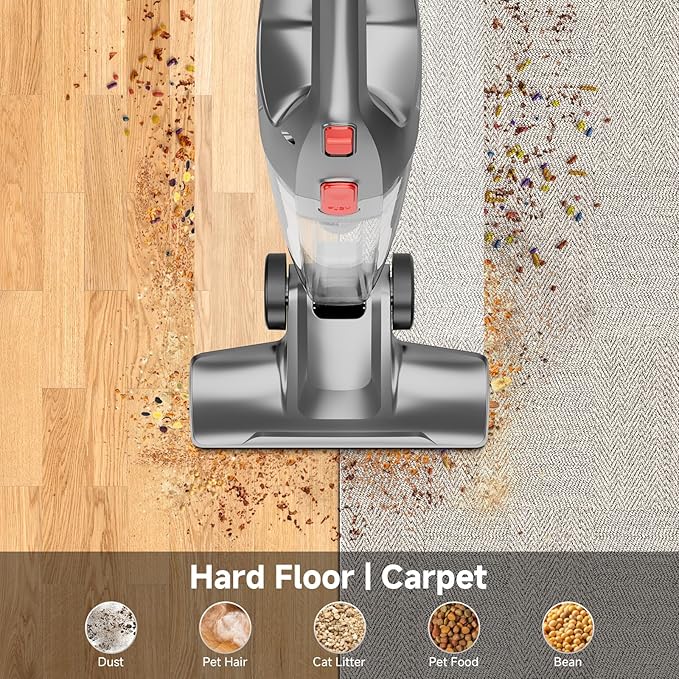 fenhua Corded Stick Vacuum Cleaner - Lightweight, Powerful Suction with 450W Motor, 3-in-1 16.4Ft Cord Vacuum Cleaners for Home, Hard Floor, Carpet, Pet Hair Black Gray